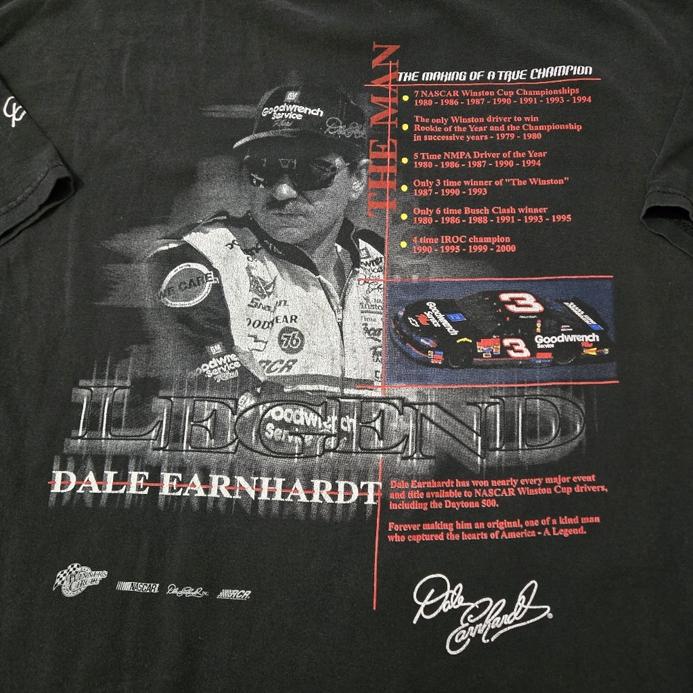 Vtg Dale Earnhardt T-shirt Men’s XXL NASCAR Legend Black Winners Circle Y2K - Picture 6 of 10